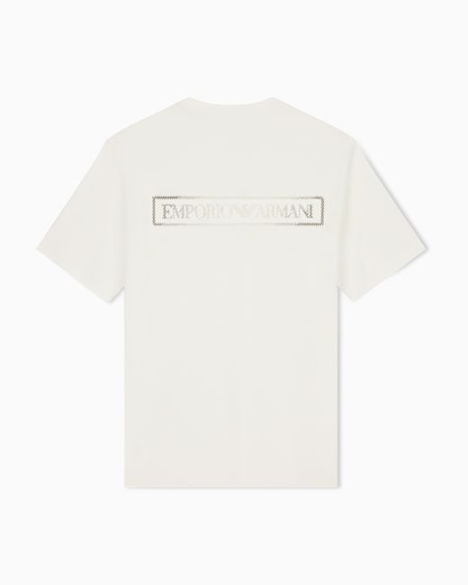 Emporio Armani White Jersey T-Shirt With Raised Soft-Touch Logo for men