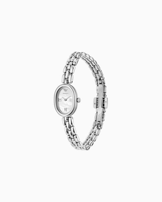 Emporio Armani White Two-Hand Stainless Steel Watch