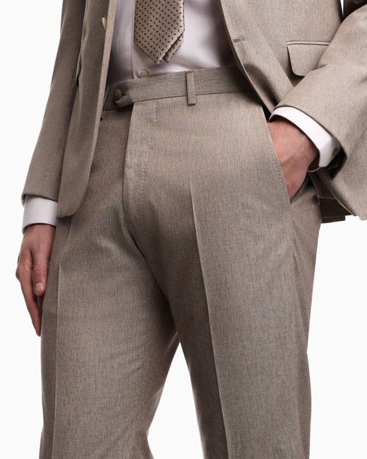 Emporio Armani Natural Light Wool Cloth Single-Breasted Suit With Printed Yarn for men