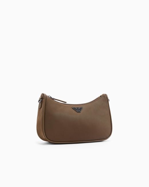 Emporio Armani Brown Recycled Shoulder Bag With A Zip Closure And Logo Strap for men