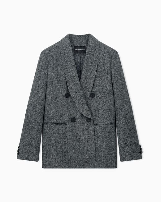 Emporio Armani Gray Double-Breasted Blazer