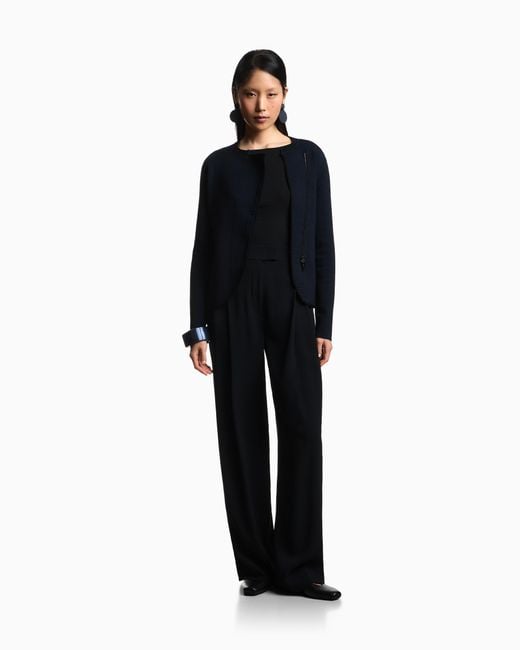 Emporio Armani Blue Boat Neck Jumper