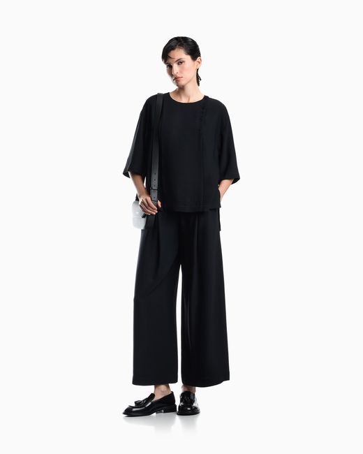 Emporio Armani Black Textured Fabric Blouse With Bark Effect Signature Capsule