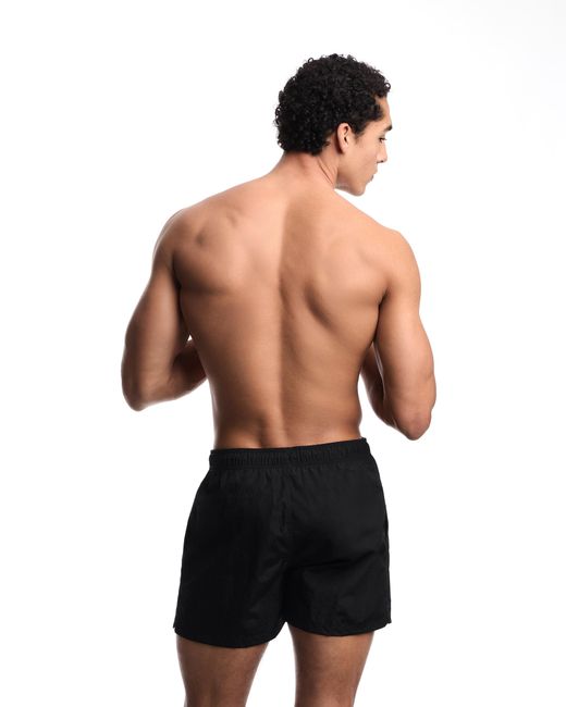 Emporio Armani Black Swim Shorts With Stitched Logo Embroidery for men