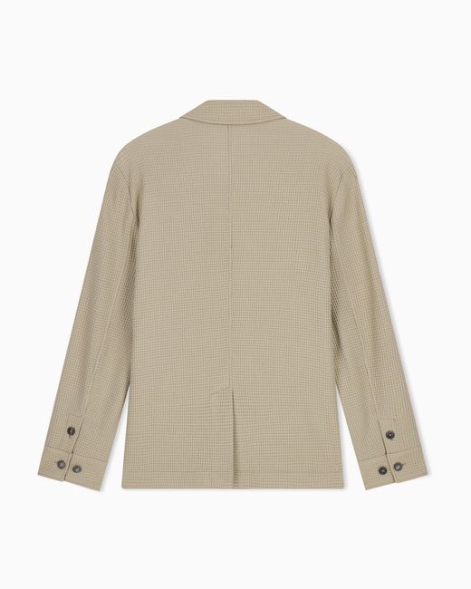 Emporio Armani Natural 3D Waffle-Effect Wool-Jersey Zip-Up Jacket for men