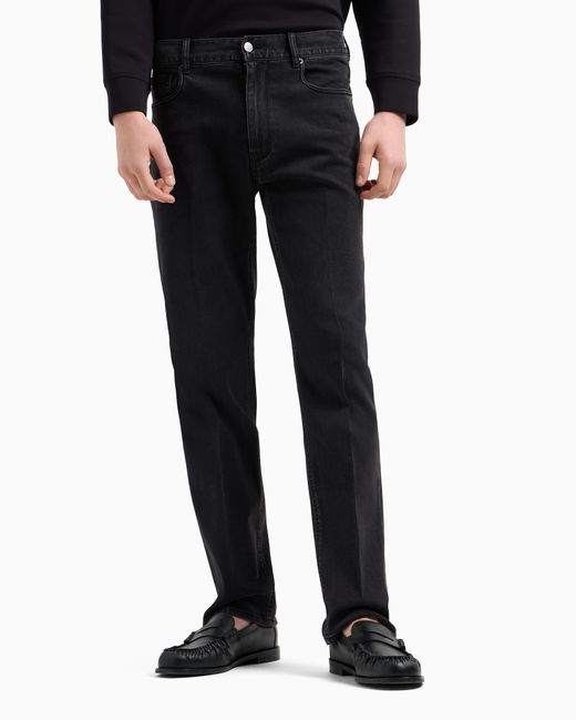 Vaqueros J76 Rectos De Cómodo Denim Aclarado Emporio Armani de hombre de color Black