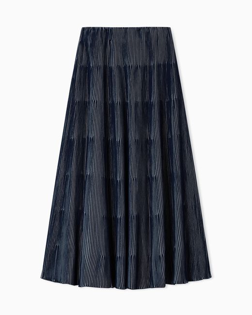 Emporio Armani Blue Long, Ribbed-Effect Skirt