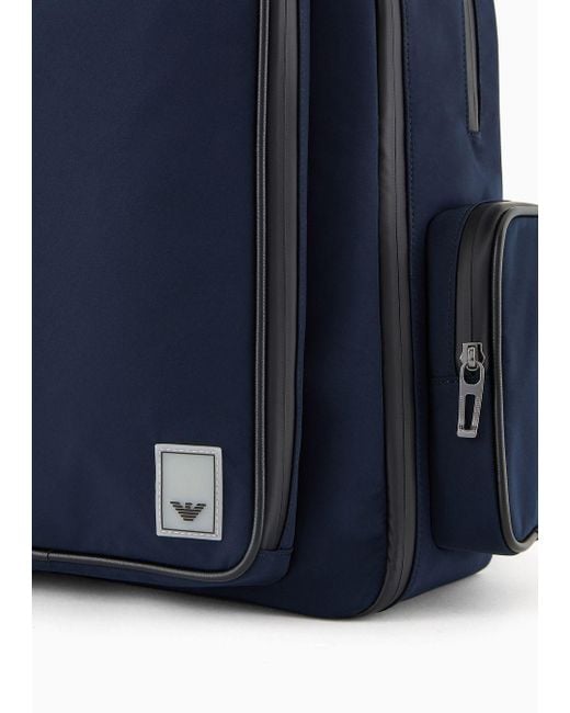 Emporio Armani Blue Travel Essentials Nylon Backpack for men