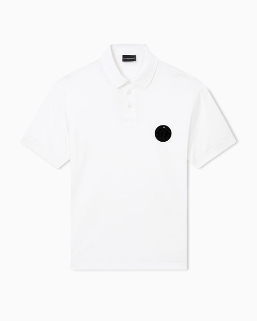 Emporio Armani White Lunar New Year Lyocell-Blend Jersey Polo Shirt With Patch for men
