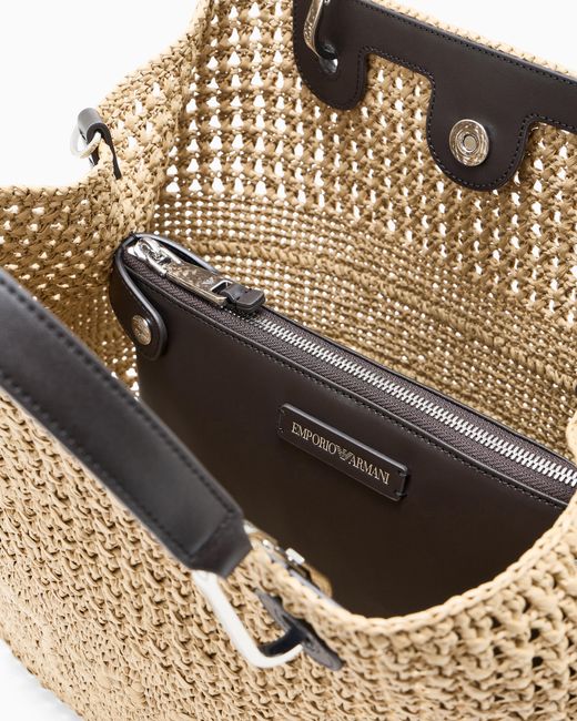 Emporio Armani Natural Myea Bag Woven Straw Medium Shopper Bag