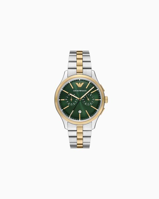 Emporio Armani Green Chronograph Two-Tone Stainless Steel Watch for men