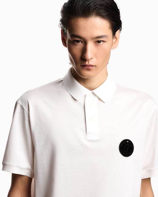 Emporio Armani White Lunar New Year Lyocell-Blend Jersey Polo Shirt With Patch for men