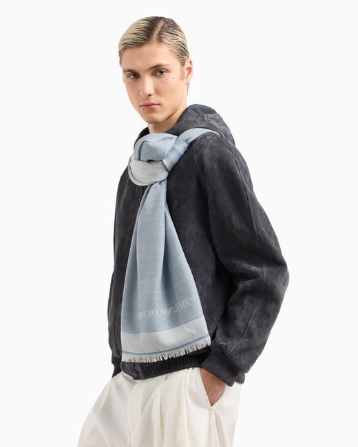 Estola En Mezcla De Lana Y Seda Emporio Armani de hombre de color Blue