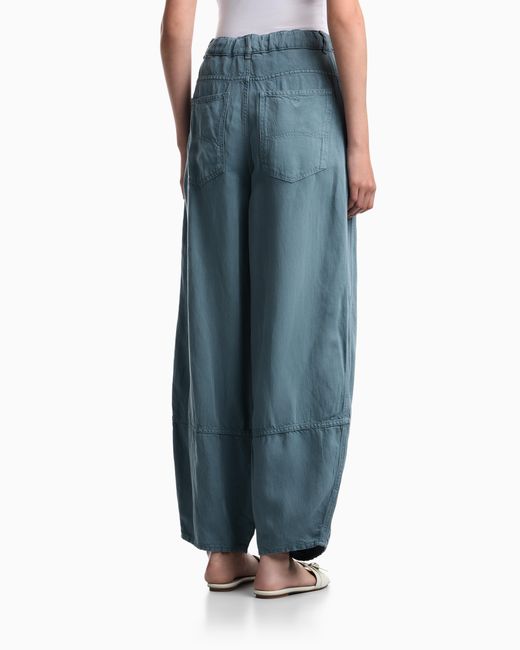 Emporio Armani Blue Garment-Dyed Linen And Lyocell Five-Pocket Trousers