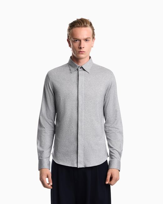 Emporio Armani Gray Chevron Jersey Shirt Signature Capsule for men