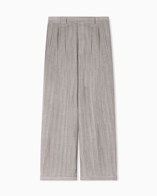 Emporio Armani Gray Multi-Striped 3D Effect Jaspé Jacquard Trousers for men