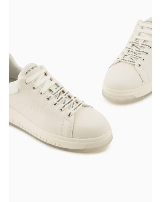 Sneakers En Cuir Avec Arrière Semi-transparent Et Semelle Crantée Emporio Armani pour homme en coloris White