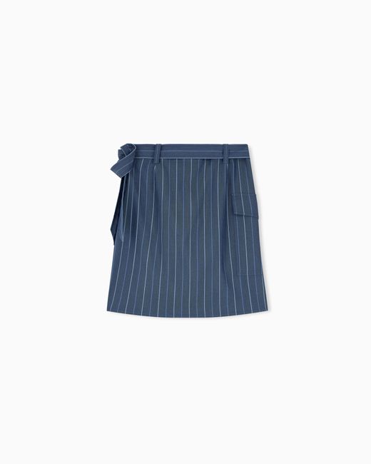 Emporio Armani Blue Unlined Wrap Skirt