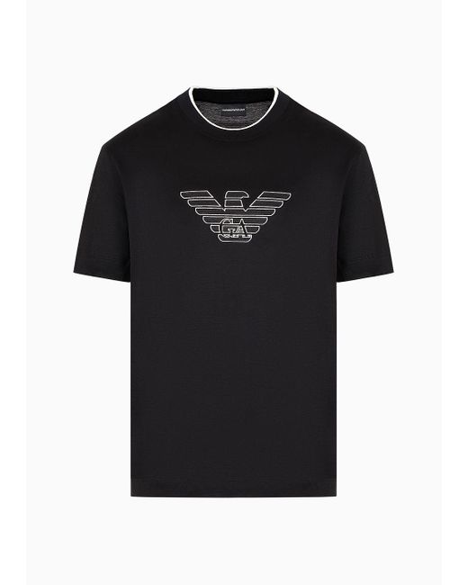 Emporio Armani Black Lyocell-blend Jersey T-shirt With Asv Logo Raised Embroidery for men