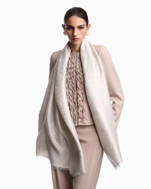 Emporio Armani Natural Stole With Micro Sequins