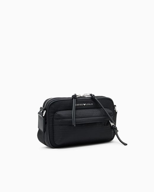 Emporio Armani Black Nylon Camera Case With Monogram Lettering for men