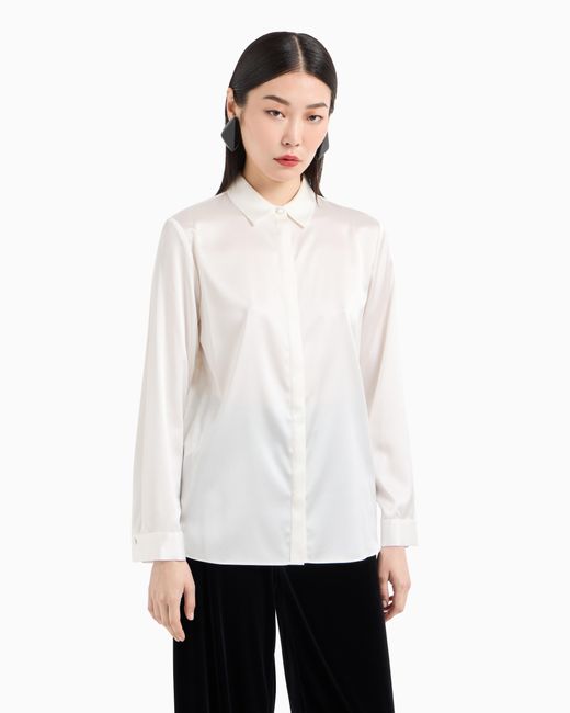 Emporio Armani White Silk Satin Shirt