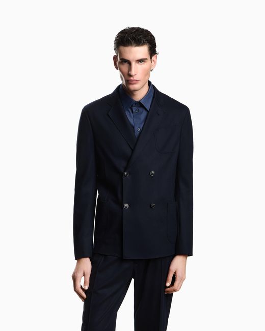Emporio Armani Blue Double-Breasted Blazer for men
