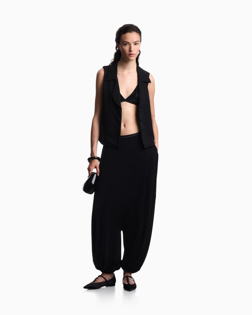 Emporio Armani Black Flowing Crêpe Waistcoat With Lapels
