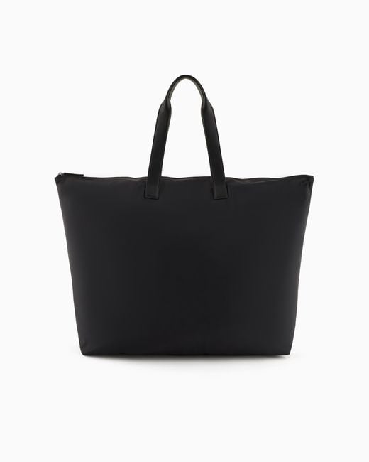 Emporio Armani Black Asv Large Recycled-Nylon Shopper Bag for men