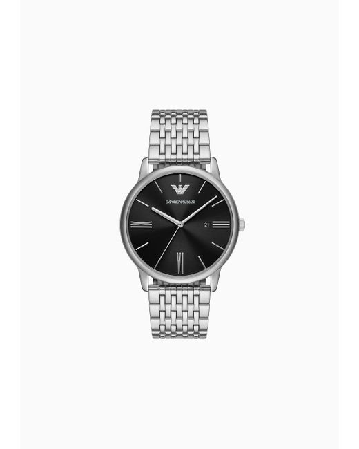 Emporio Armani Black Three-hand Date Stainless Steel Watch for men