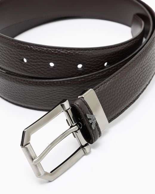 Emporio Armani White Bull Leather Belt for men