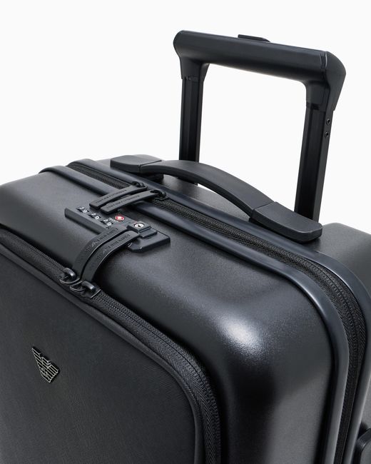 Emporio Armani Black Abs Carry-On Case With Saffiano Detail And Eagle Plate for men