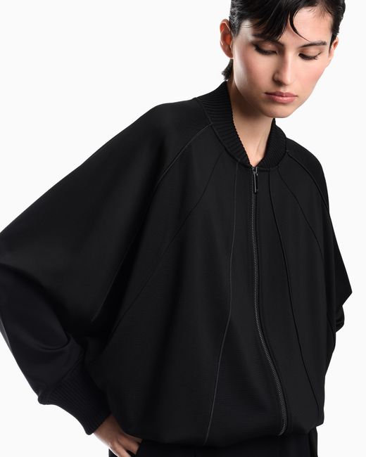 Emporio Armani Black Punto Milano Jersey Blouson Jacket With Drawstring Hem