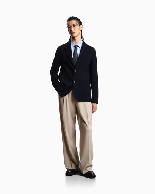 Emporio Armani Blue Single-Breasted Jacket for men