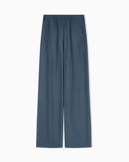 Emporio Armani Blue Pinstriped Flowing Fabric Trousers