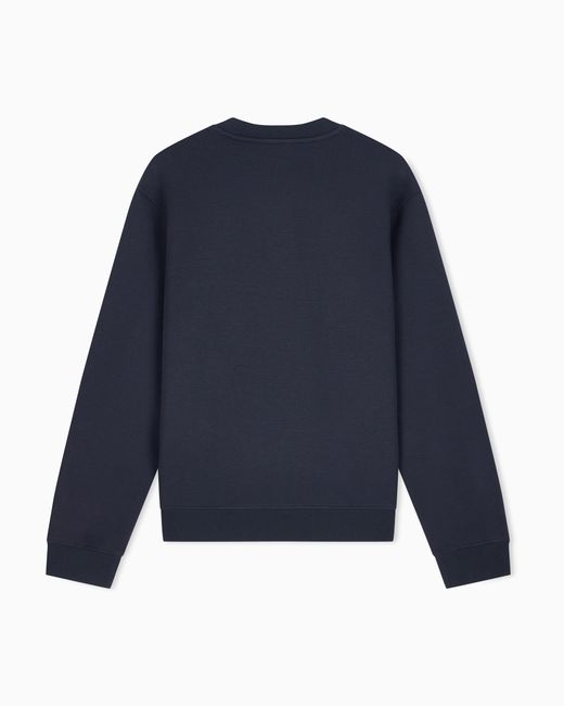 Emporio Armani Blue Double Jersey Sweatshirt With Large Flocked Logo for men