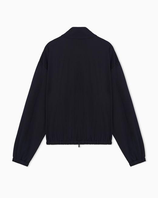 Emporio Armani Blue Icon Zipped, Technical Seersucker Blouson for men