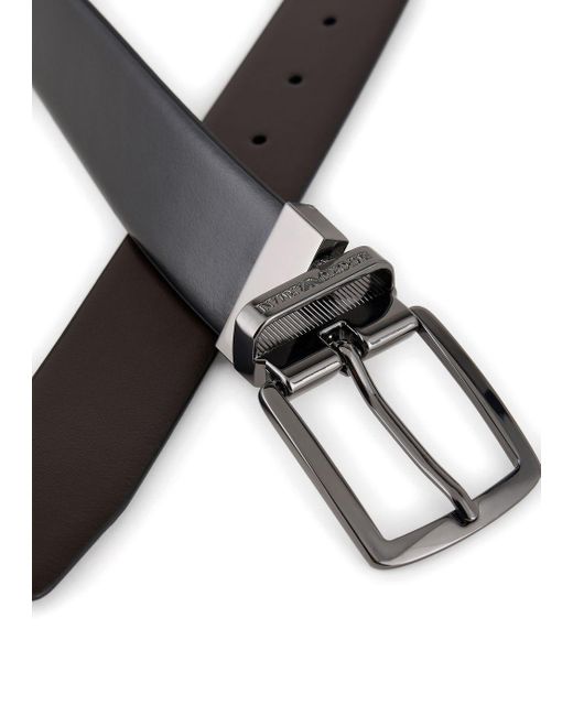 Emporio Armani White Reversible Leather Belt for men