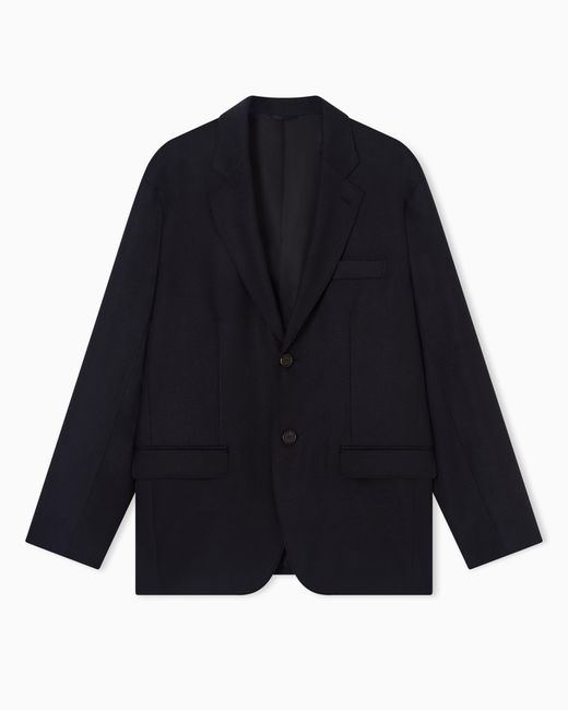 Emporio Armani Blue Virgin-Wool Cloth Single-Breasted Blazer for men