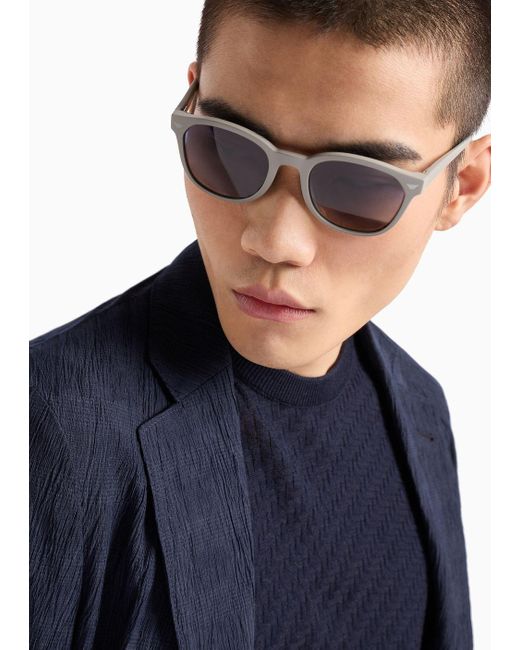 Emporio Armani Blue Panto Sunglasses for men