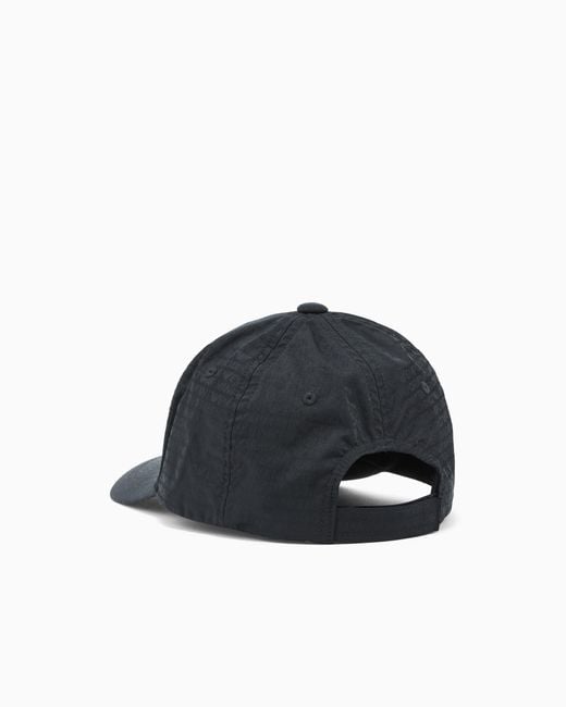 Emporio Armani Blue Jacquard Nylon Baseball Cap With All-Over Logo Lettering for men