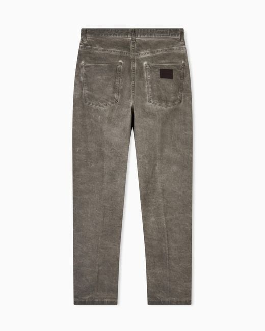 Emporio Armani Gray J80 Baggy Twist-Fit, Dirty-Wash Garment-Dyed Stretch-Denim Jeans for men