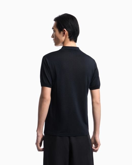 Emporio Armani Black Plain-Knit Polo Shirt for men