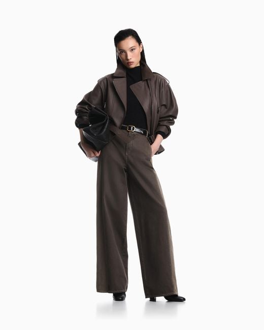 Emporio Armani Green Five-Pocket Wide-Leg Denim Pants With Relaxed Fit