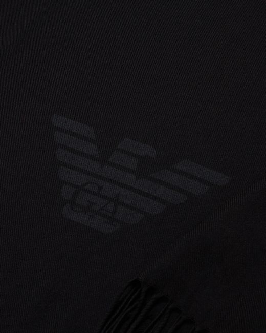 Bufanda Con Flecos Y Estampado De Águila Emporio Armani de hombre de color Black