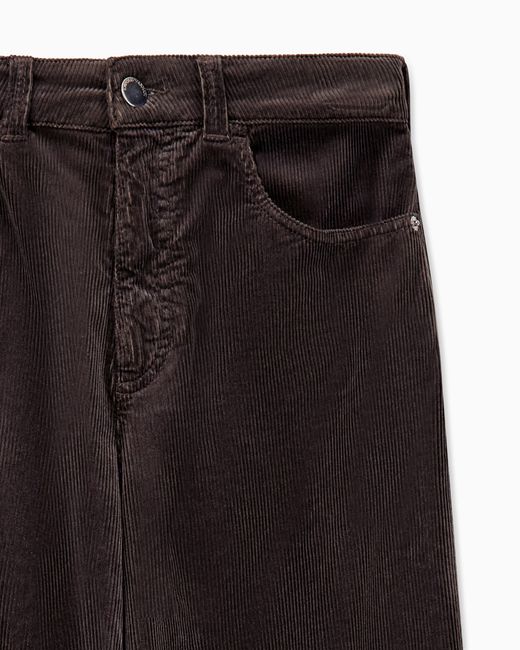 Emporio Armani Black Wide-Leg Five-Pocket Trousers