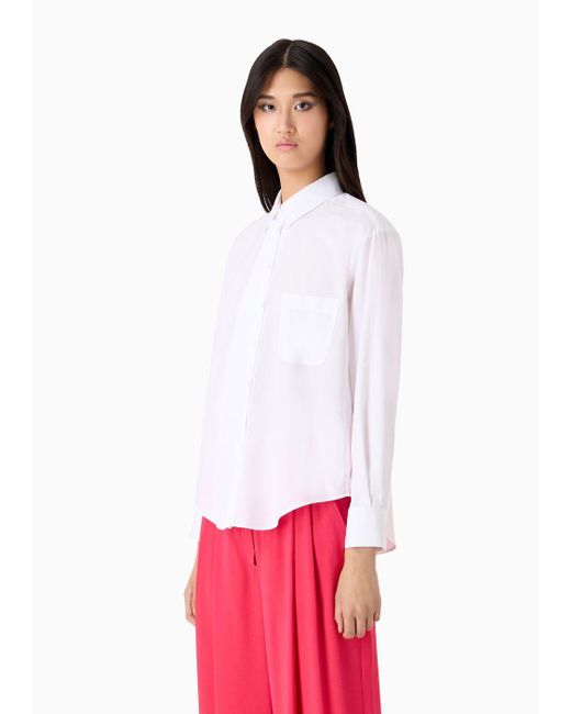 Emporio Armani White Oversized Poplin Shirt With Insert And Patch Pocket
