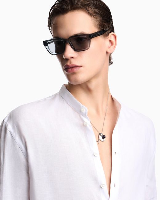 Emporio Armani Metallic Stainless Steel Pendant Necklace for men