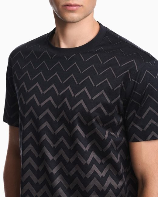 Emporio Armani Blue Jersey Jacquard T-Shirt for men