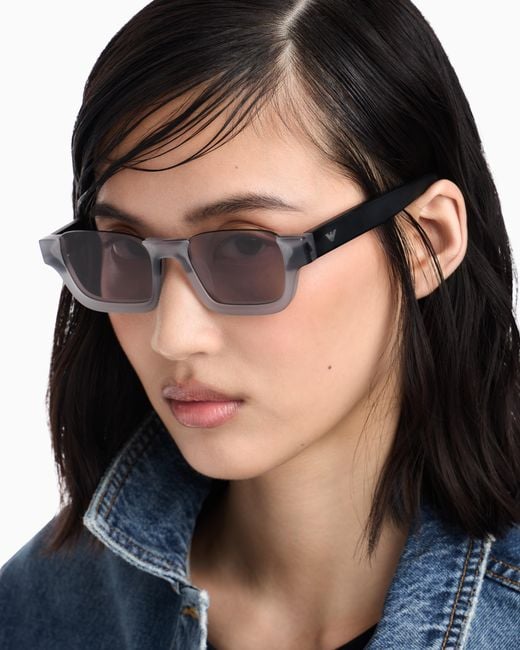 Emporio Armani Gray Rectangular Sunglasses
